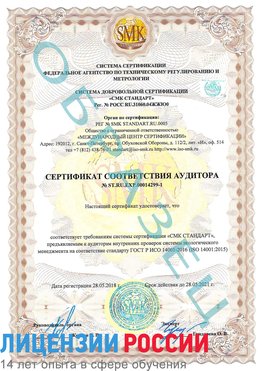 Образец сертификата соответствия аудитора №ST.RU.EXP.00014299-1 Матвеев Курган Сертификат ISO 14001